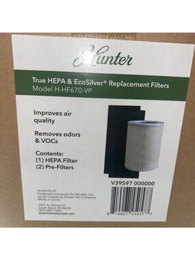 Hunter True HEPA EcoSilver Replacement Filter Model H-HF670-VP V39597 NEW in Box